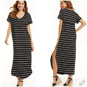 Black & White Stripe Casual Maxi